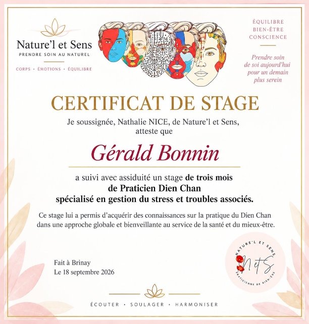 Certification DIEN CHAN Gérald Bonnin